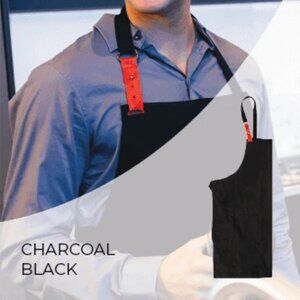 OURA SPYCE APRON PLUS SIZED SELF CLEANING BLACK CHARCOAL RED  MADE IN USA NIB